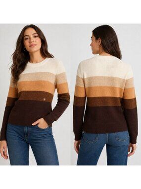 Express Women’s XS Colorblock Striped Knit Pullover Sweater Crew Neck NWT